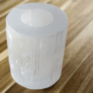 Polished Selenite Crystal Candle Holder