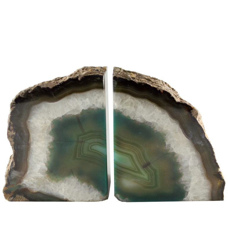 Green Agate Crystal Bookends