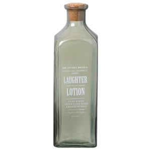 Green Glass Laughter Lotion Bottle